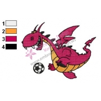 Dragon Plyaing Football Embroidery Design